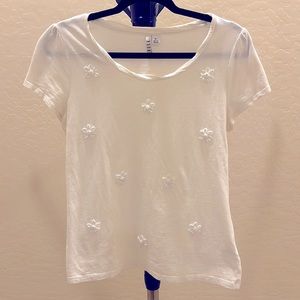 ELLE White Embroidered Floral Top